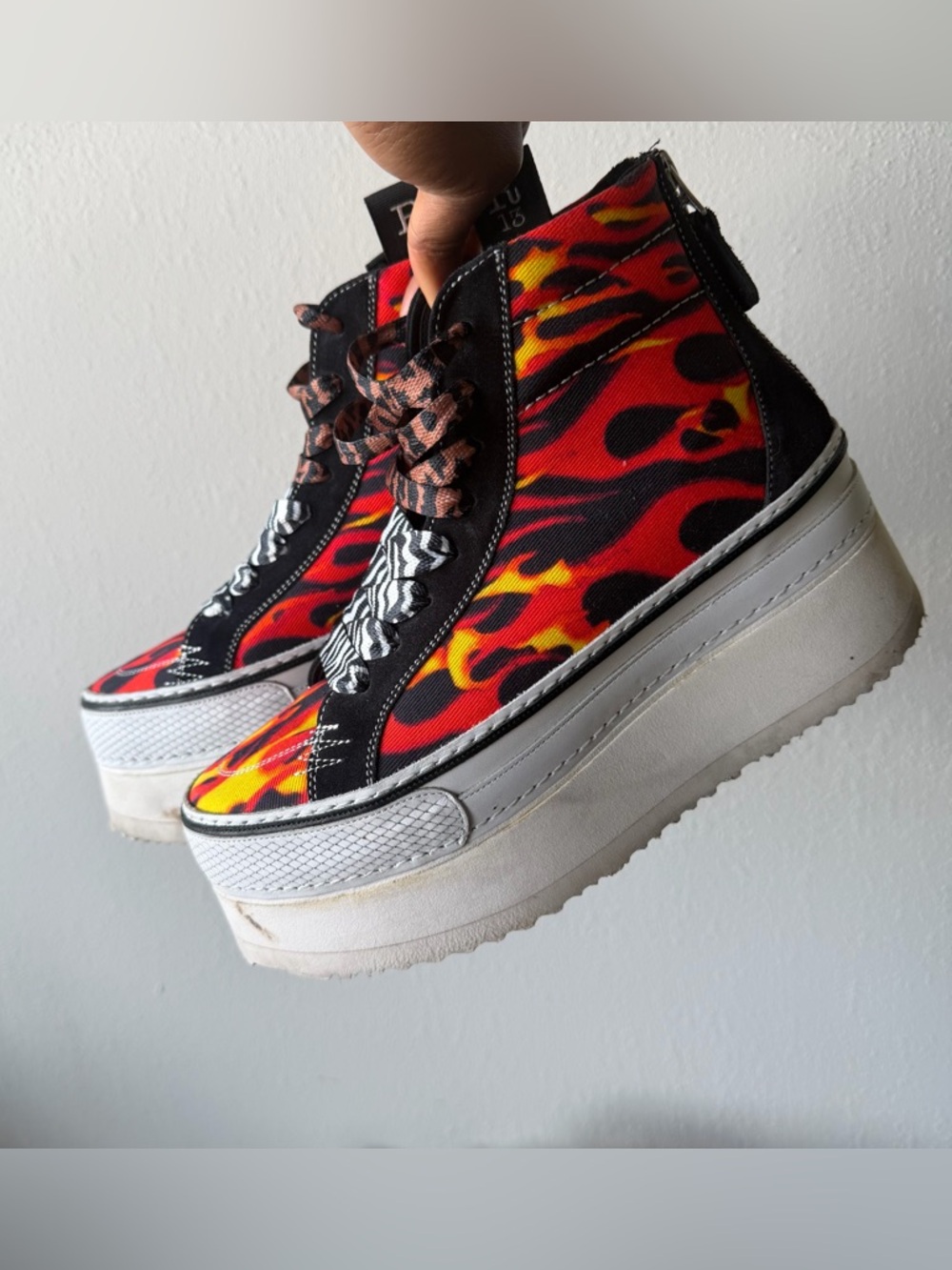 R13 Double stack Flame Platform Sneakers Goth Emo Punk style- euro 37 size 7 - Picture 4 of 5